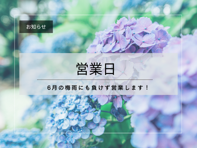6月営業日&イベントのお知らせ